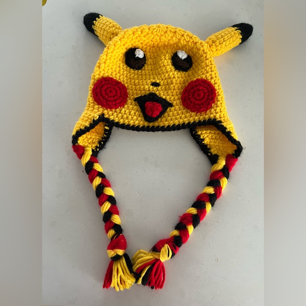 Handmade Yellow and Black Pikachu Inspired Kids Hat